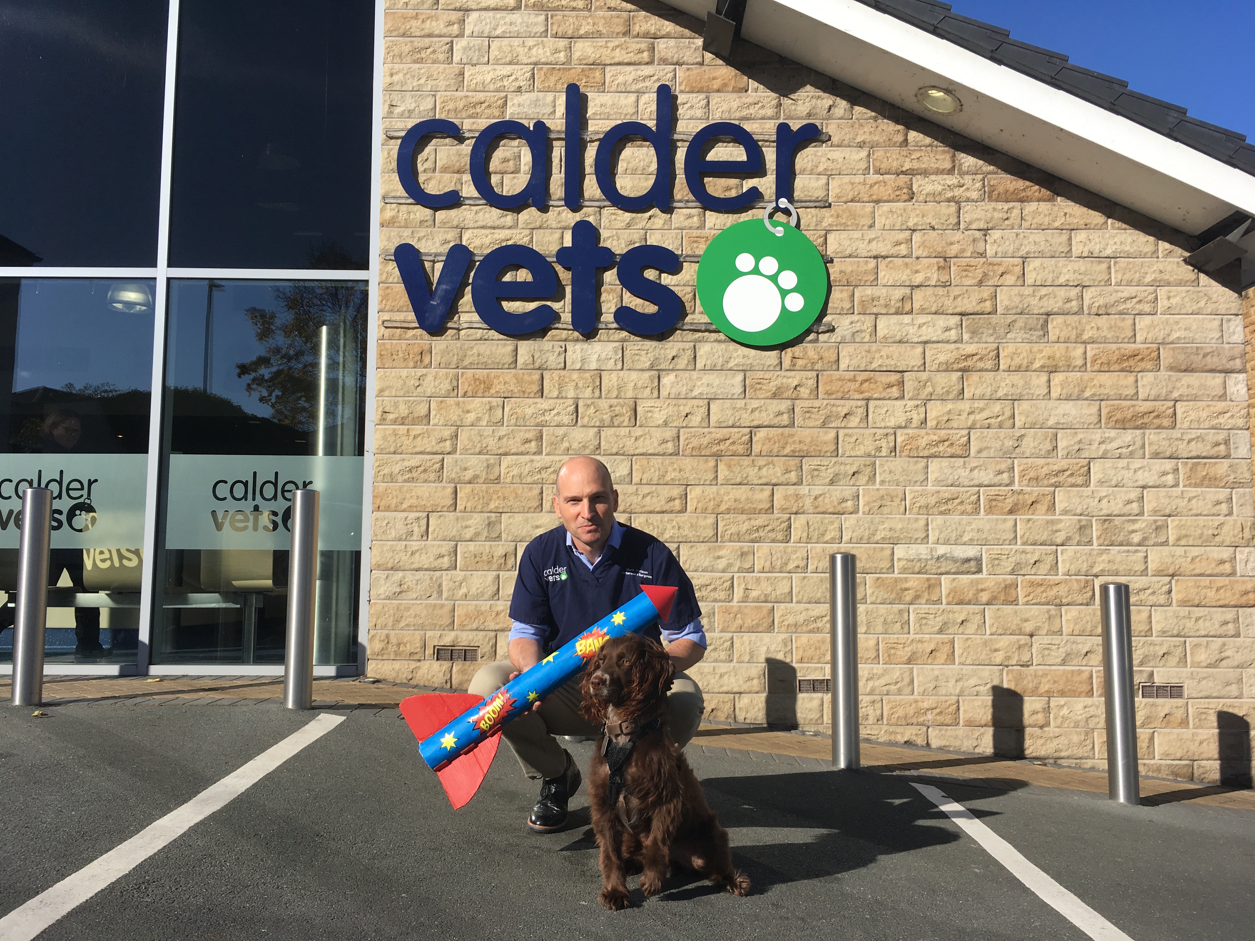 Vet surgeon Mark Harrison and dog Moriarty