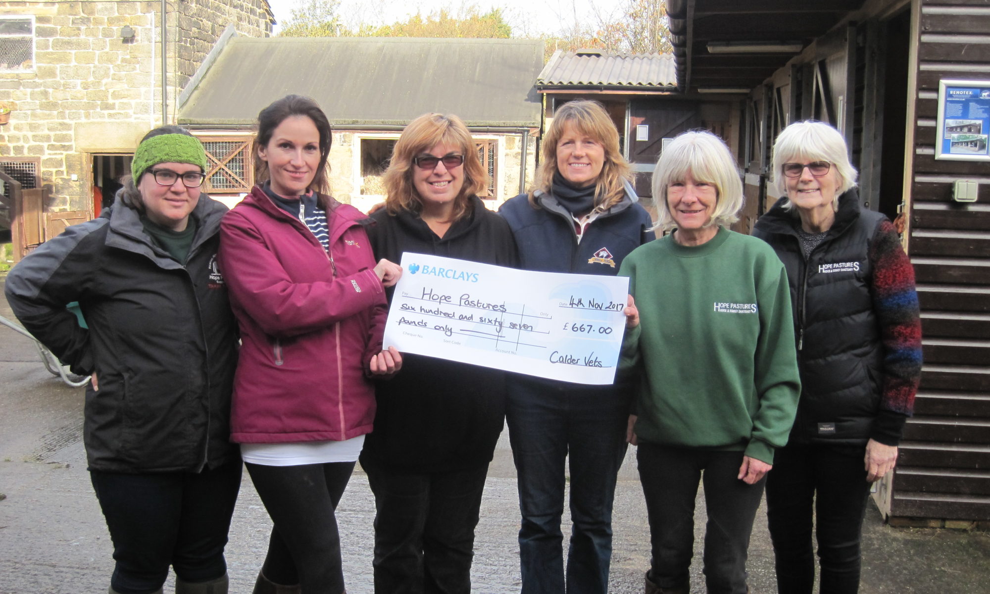 Calder Vets staff raise more than £650 for Hope Pastures