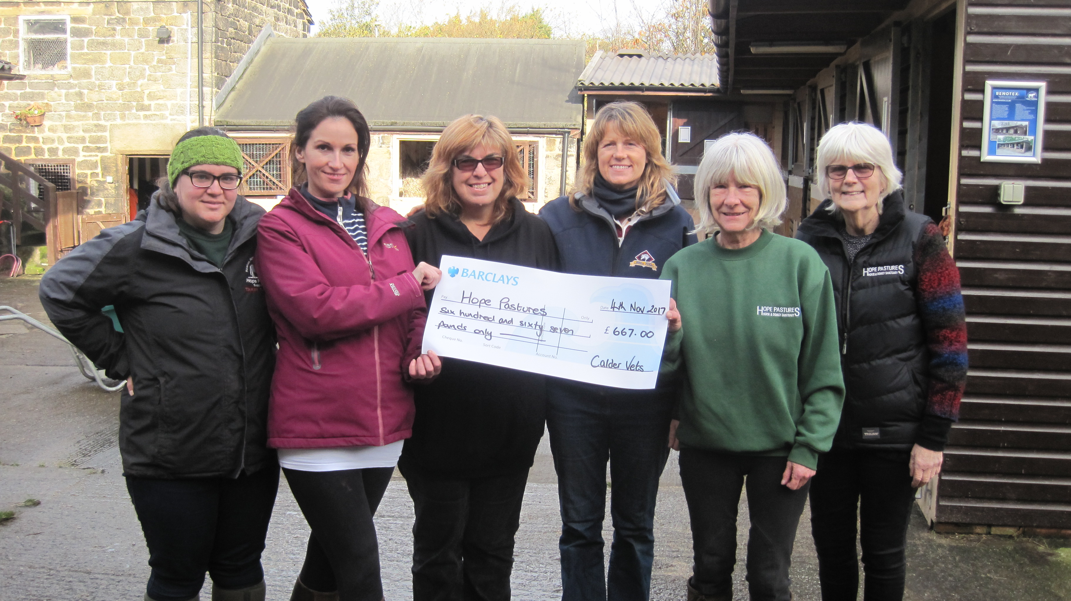 Calder Vets staff raise more than £650 for Hope Pastures